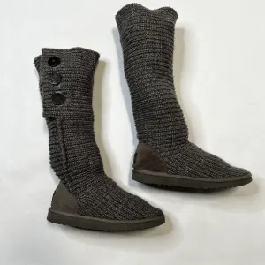 UGG AUSTRALIA WOMEN'S CARDY SWEATER STYLE KNIT MID CALF BOOTS IN GRAY 8 M $150