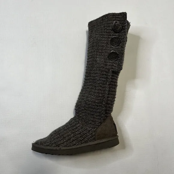 UGG AUSTRALIA WOMEN'S CARDY SWEATER STYLE KNIT MID CALF BOOTS IN GRAY 8 M $150