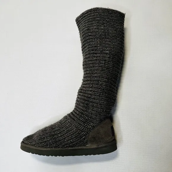 UGG AUSTRALIA WOMEN'S CARDY SWEATER STYLE KNIT MID CALF BOOTS IN GRAY 8 M $150