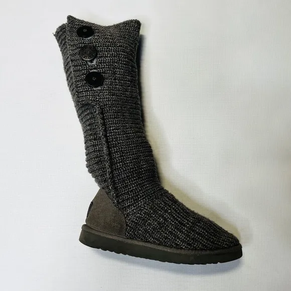 UGG AUSTRALIA WOMEN'S CARDY SWEATER STYLE KNIT MID CALF BOOTS IN GRAY 8 M $150