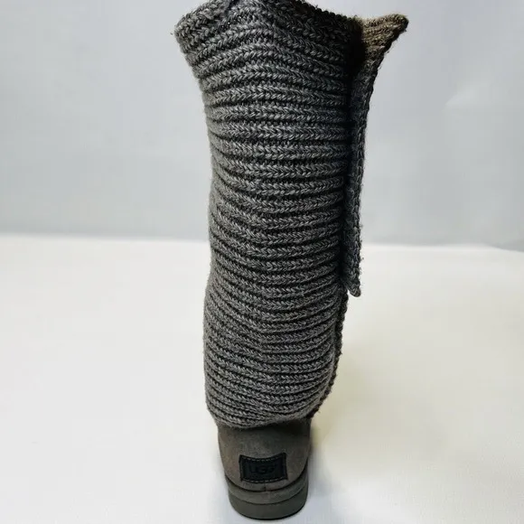 UGG AUSTRALIA WOMEN'S CARDY SWEATER STYLE KNIT MID CALF BOOTS IN GRAY 8 M $150
