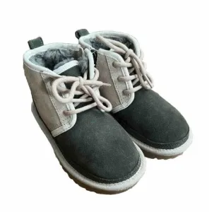 UGG Baby's Suede Chukka Boots Suede Colorblock Sheepskin Fur Tan Green Zip Sz 8