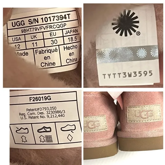 Ugg Bailey Bow II Girls Pink Boot Size 12