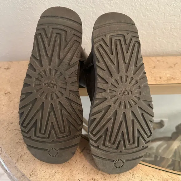 UGG Bailey Button Grey Boots Soft Sheep Skin Soft Woman’s Winter