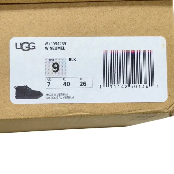 UGG Black Suede Neumel Mens Lace-Up Ankle Boots Plush Lining Size 9