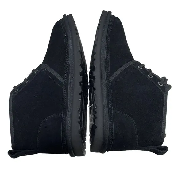 UGG Black Suede Neumel Mens Lace-Up Ankle Boots Plush Lining Size 9