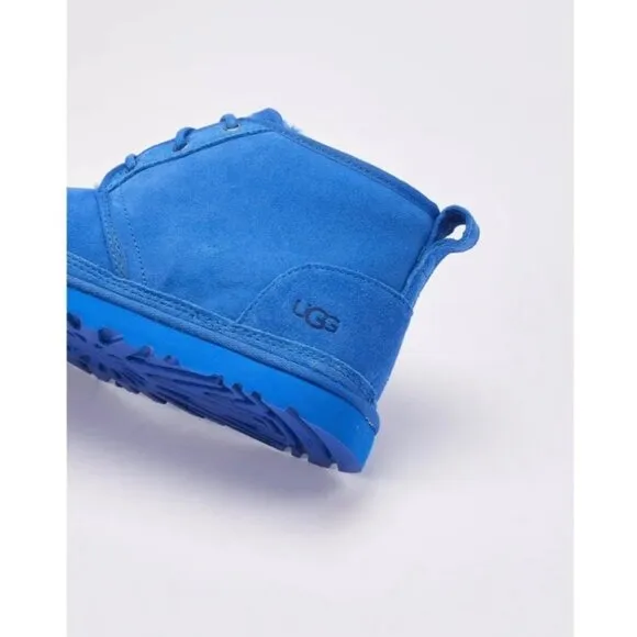 Ugg Boys Blue Suede &amp; Sheepskin Neumel Boots Size 3 Made In Vietnam