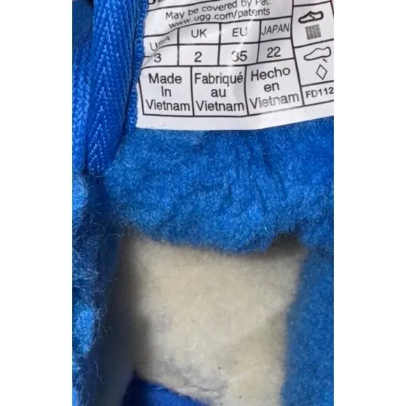 Ugg Boys Blue Suede &amp; Sheepskin Neumel Boots Size 3 Made In Vietnam