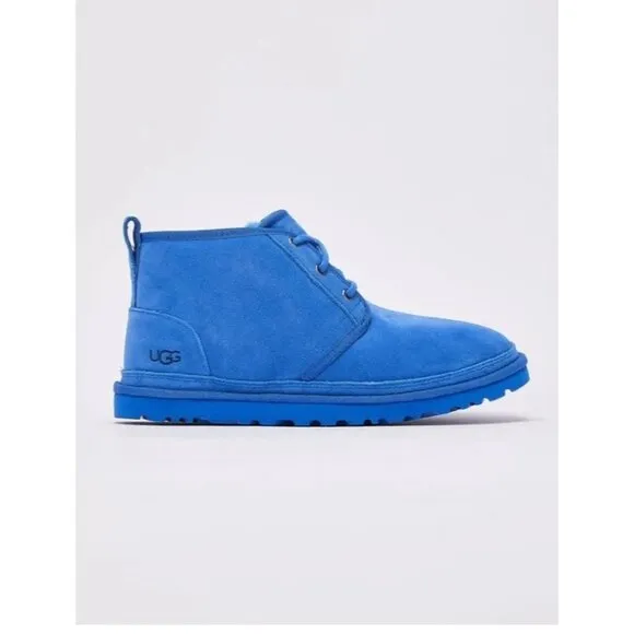Ugg Boys Blue Suede &amp; Sheepskin Neumel Boots Size 3 Made In Vietnam