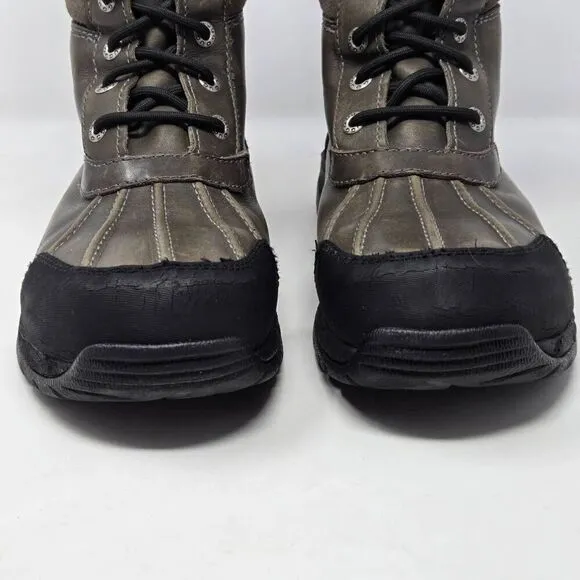 UGG BUTTE COLD WEATHER WATERPROOF MID BOOTS BROWN GRAY SHEARLING MENS SIZE 8.5