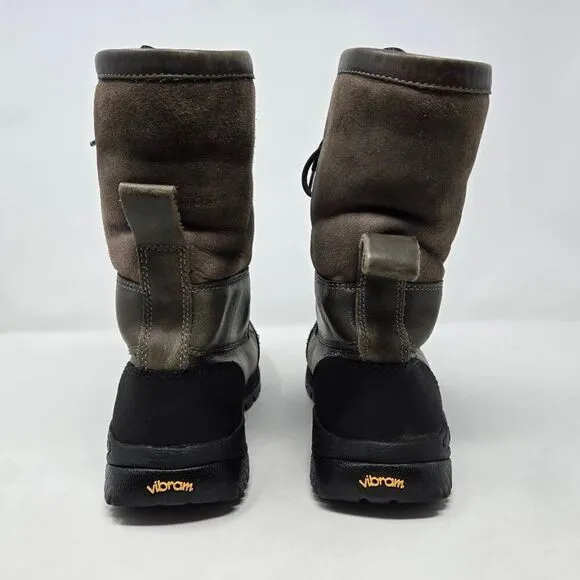 UGG BUTTE COLD WEATHER WATERPROOF MID BOOTS BROWN GRAY SHEARLING MENS SIZE 8.5