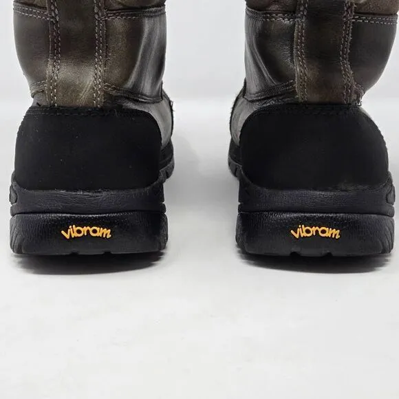 UGG BUTTE COLD WEATHER WATERPROOF MID BOOTS BROWN GRAY SHEARLING MENS SIZE 8.5