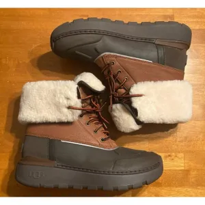 UGG City Butte Men Size 11.5 Waterproof Worchester Brown Leather Wool Boots New