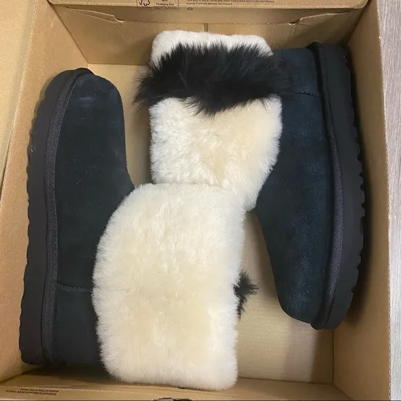 UGG | Classic Mini Wisp Black White Boots NEW IN BOX Size 7
