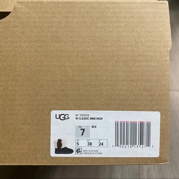 UGG | Classic Mini Wisp Black White Boots NEW IN BOX Size 7