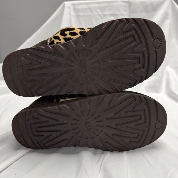 UGG Classic Short Exotic Boots Shoes Sheepskin Fur Haircalf Cheetah‎ Womens 7 **