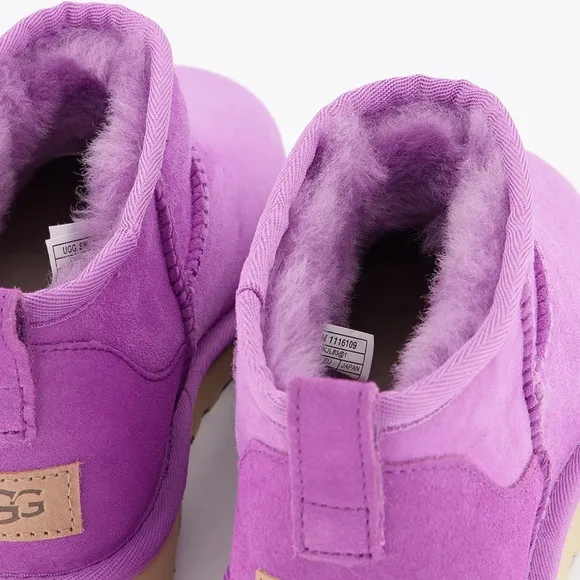 UGG Classic Ultra Mini Magnolia Pink Fur Boots Womens Size US 6 EU 37 NIB NEW