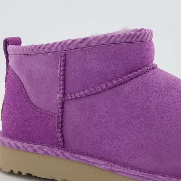 UGG Classic Ultra Mini Magnolia Pink Fur Boots Womens Size US 6 EU 37 NIB NEW