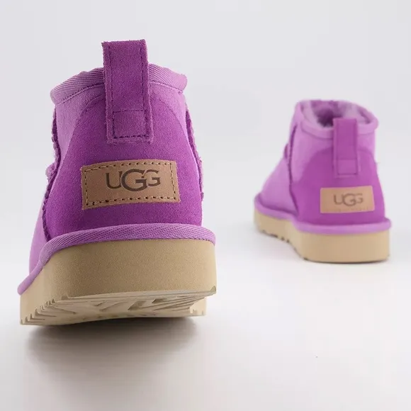UGG Classic Ultra Mini Magnolia Pink Fur Boots Womens Size US 6 EU 37 NIB NEW