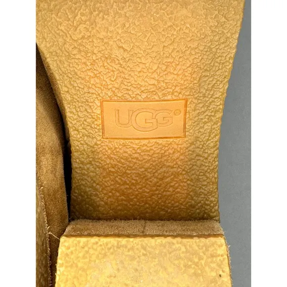 UGG Corinne Suede Ankle Boots Lace Up Heel Tan Brown Leather Size 8 EUC