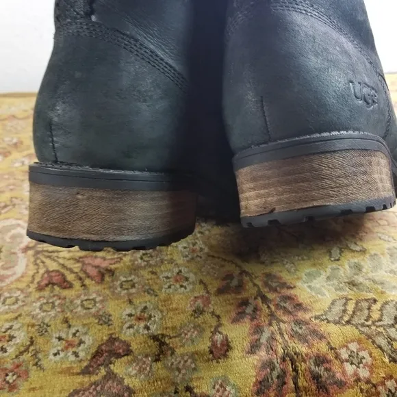 Ugg Denhali black nubuck shearling lace up hiking boots