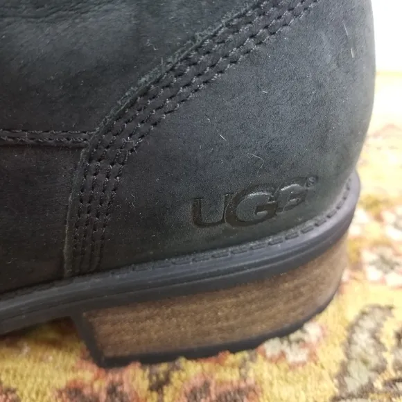 Ugg Denhali black nubuck shearling lace up hiking boots