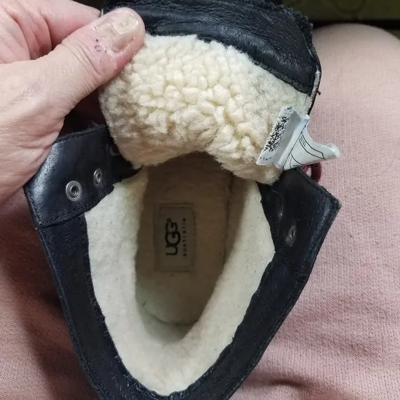 Ugg Denhali black nubuck shearling lace up hiking boots
