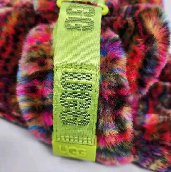 UGG Faux Shearling Mens Size 10 Fluff It Pixilated Slipper Slide Shoe Multicolor