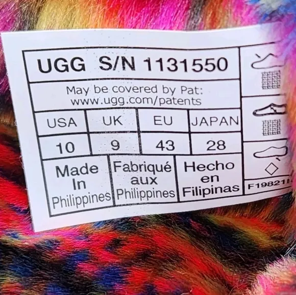 UGG Faux Shearling Mens Size 10 Fluff It Pixilated Slipper Slide Shoe Multicolor