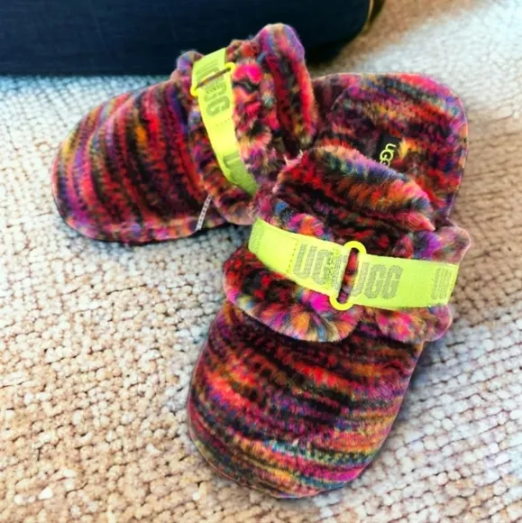 UGG Faux Shearling Mens Size 10 Fluff It Pixilated Slipper Slide Shoe Multicolor