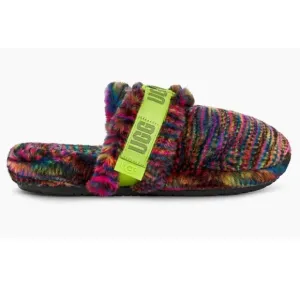 UGG Fluff It Pixelate Faux Fur Mens Slides Shoes Size 10 Multicolor RN 88276