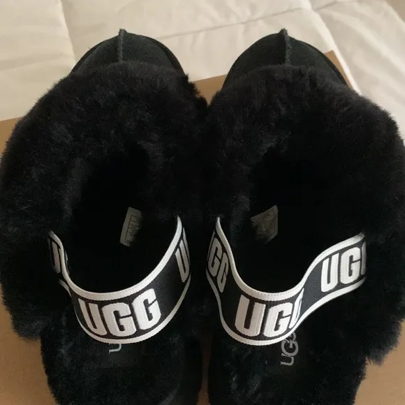 UGG funkette black slingback platform slippers