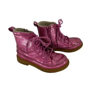 UGG Girls Robley Glitter Boot Pink Size 2 Fall Side Zip Lace-Up