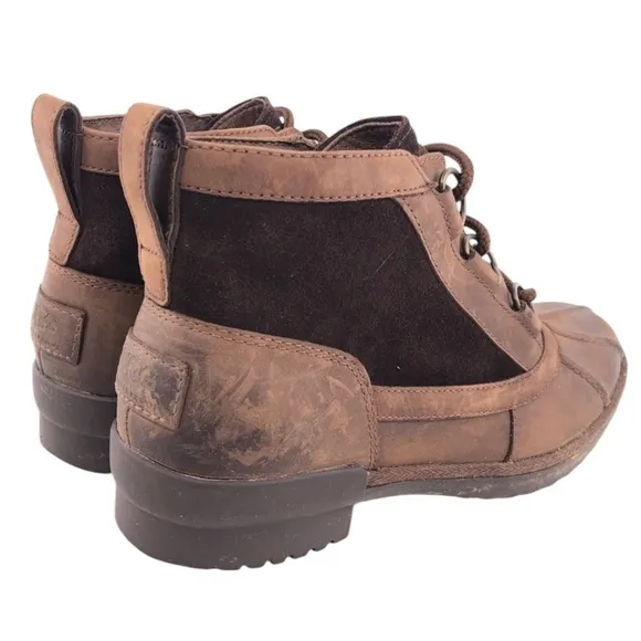 UGG HEATHER BROWN COCONUT SHELL LEATHER ANKLE BOOTS SIZE 9.5