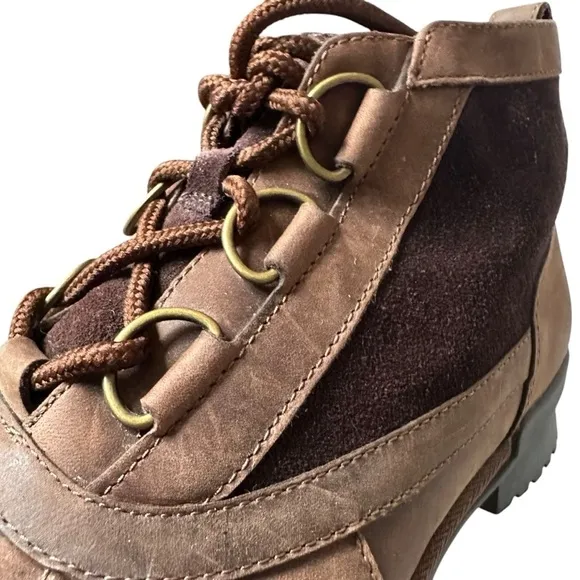 UGG HEATHER BROWN COCONUT SHELL LEATHER ANKLE BOOTS SIZE 9.5