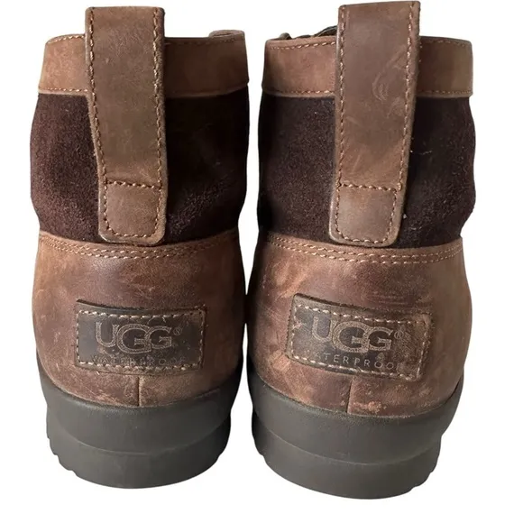 UGG HEATHER BROWN COCONUT SHELL LEATHER ANKLE BOOTS SIZE 9.5