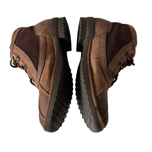 UGG HEATHER BROWN COCONUT SHELL LEATHER ANKLE BOOTS SIZE 9.5