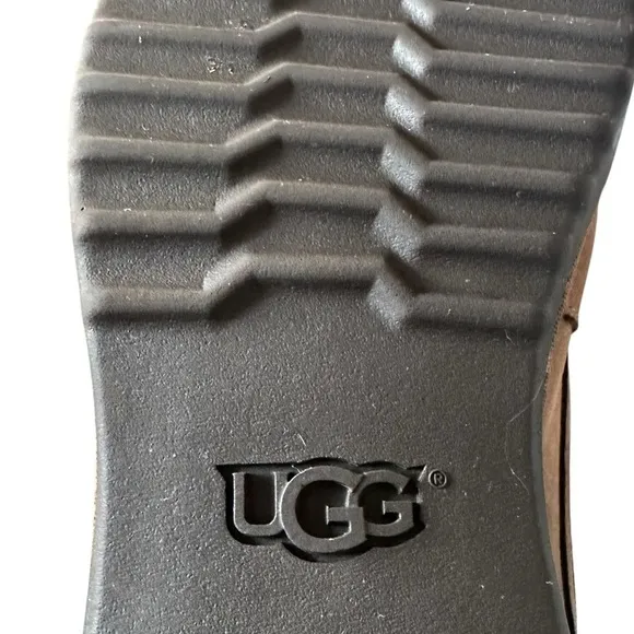 UGG HEATHER BROWN COCONUT SHELL LEATHER ANKLE BOOTS SIZE 9.5