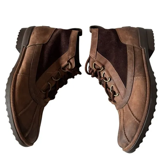 UGG HEATHER BROWN COCONUT SHELL LEATHER ANKLE BOOTS SIZE 9.5