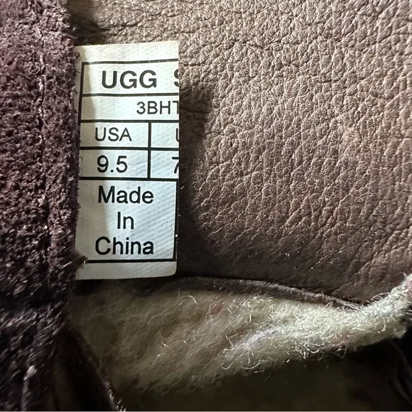 UGG HEATHER BROWN COCONUT SHELL LEATHER ANKLE BOOTS SIZE 9.5