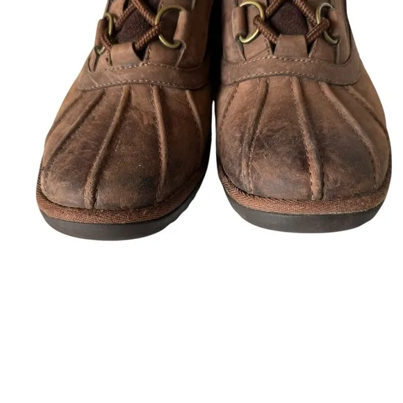 UGG HEATHER BROWN COCONUT SHELL LEATHER ANKLE BOOTS SIZE 9.5