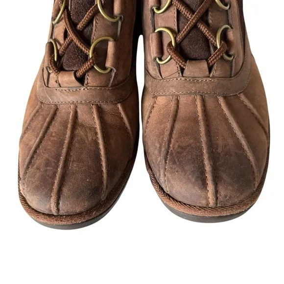 UGG HEATHER BROWN COCONUT SHELL LEATHER ANKLE BOOTS SIZE 9.5