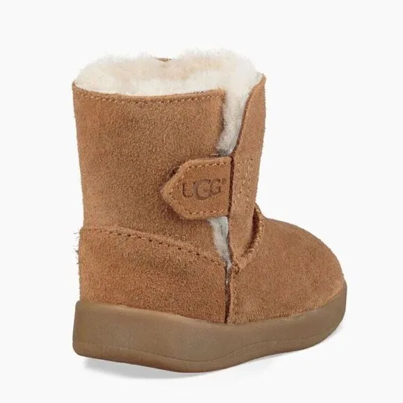UGG I KEELAN Boot Infant 0/1 Chestnut Suede Shoes Fur Lined Winter Boots NEW