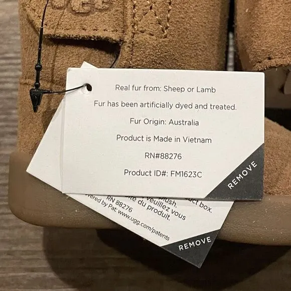 UGG I KEELAN Boot Infant 0/1 Chestnut Suede Shoes Fur Lined Winter Boots NEW