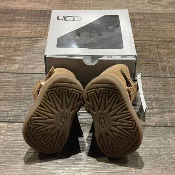 UGG I KEELAN Boot Infant 0/1 Chestnut Suede Shoes Fur Lined Winter Boots NEW