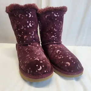 UGG Junior Bailey Bow Moon And Stars Boots Wild Grape Size 4