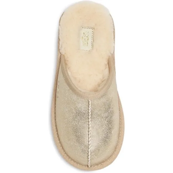 UGG Keegan Metallic Faux Fur Lined Slipper Shoes Big Kid Size 1M NWT AUTHENTIC