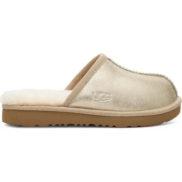 UGG Keegan Metallic Faux Fur Lined Slipper Shoes Big Kid Size 1M NWT AUTHENTIC