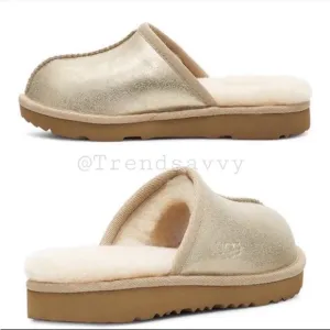 UGG Keegan Metallic Faux Fur Lined Slipper Shoes Little Big Kid Sz NWT ATHLETIC