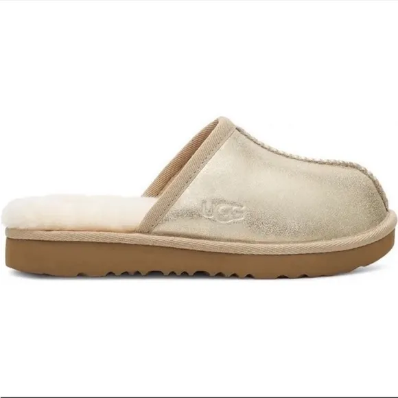 UGG Keegan Metallic Faux Fur Lined Slipper Shoes Little Big Kid Sz NWT ATHLETIC